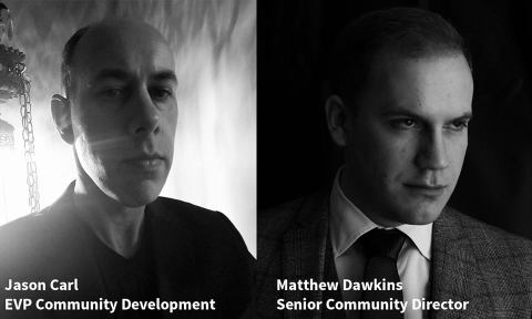 White Wolf - Community Ankündigung - Jason Carl, EVP Community Development (links), Matthew Dawkins, Senior Community Director(rechts)