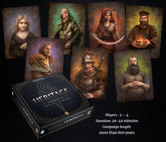Nice Games - Vampire: The Masquerade Heritage - Artworks der 7 Clans, Box-Mockup und Kurzbeschreibung