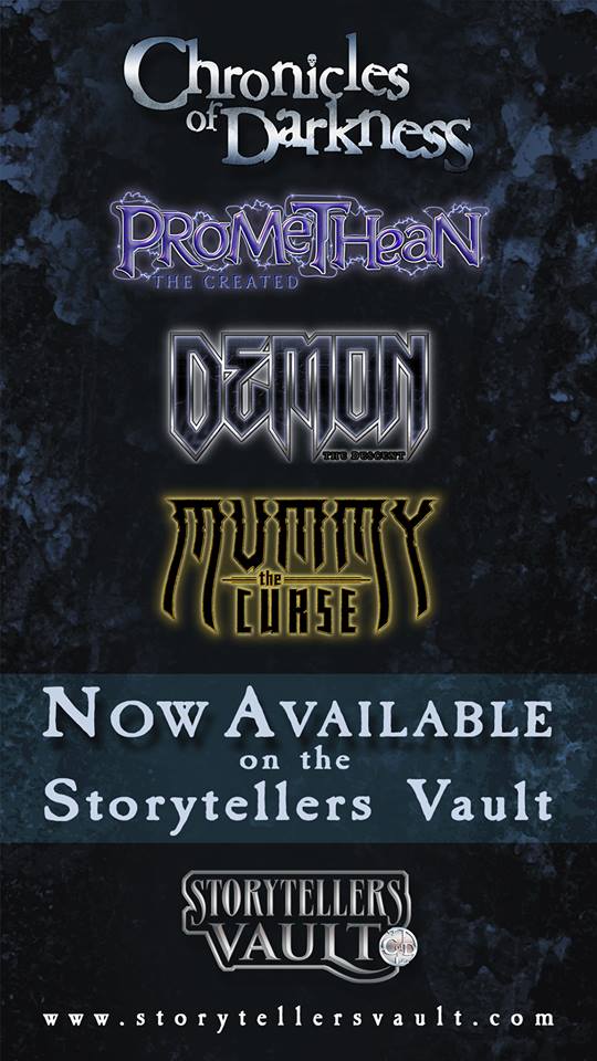 Storytellers Vault - Chronicles of Darkness (Promethean, Demon, Mummy) - Ankündigungsgraphik