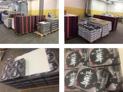 Modiphius - Blick auf die V5 Paletten im Lager - Quelle: Newsletter