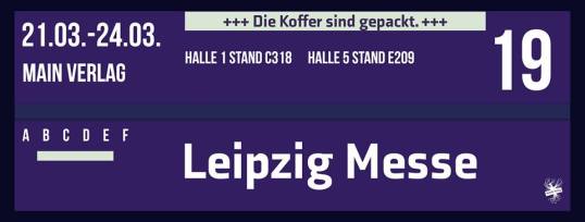 Facebook Post - MAIN Verlag - Standzeiten (Logo mit dem Messe Infos)