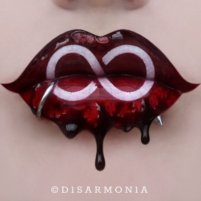 Bloodlines 2 Fanart, Illustration von @Disharmonia, blutige Lippen mit einem 
