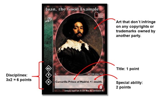 Vampire: The Struggle (VTES) - Black Chantry Production - Gestaltungsleitfaden - Kartenbeispiel