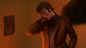 Vampire: The Masquerade - CHAPTERS - Nachdenklicher Mann mit Hand in Nacken