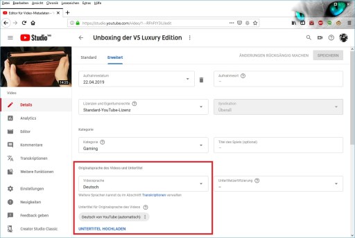 YouTube - Untertitel Erklärung 1 - Untertitel einstellen