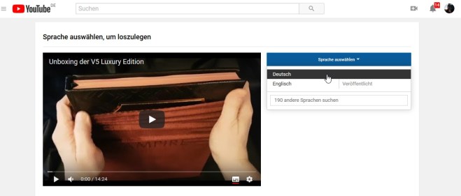 YouTube - Untertitel Erklärung 3.2 - Sprachauswahl