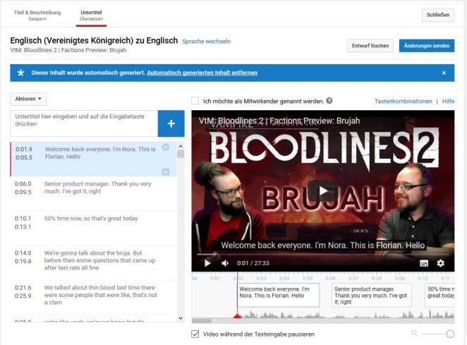 YouTube - Untertitel Erklärung 4 - Fangt damit an automatische Untertitel ins reine zu schreiben