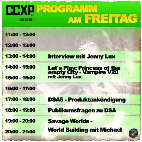 CCXP 2019 Cologne - Ulisses Spiele - Programm am Freitag (13 bis 14 Uhr Interview, 14-16 Uhr Let's Play)