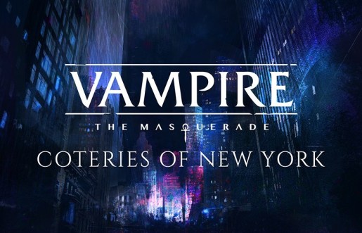 Vampire: The Masquerade - Coteries of New York [Schriftzug vor einer Stadt bei Nacht]