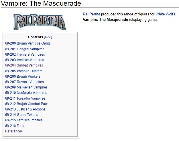 Lost Miniature Wiki - Vampire The Masquerade - Ral Partha