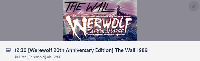 Main Würfel Convention - The Wall 1989 - Werewolf: Die Apokalypse Jubiläumsausgabe