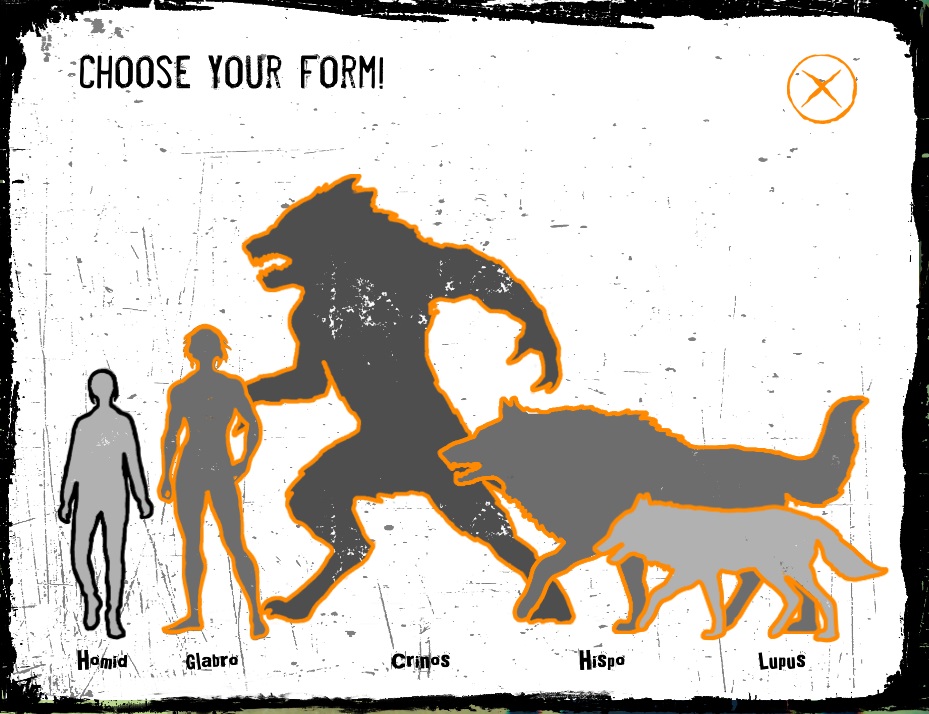 Werewolf: The Apocalypse - Heart of the Forest - Werwolf Formen (Homid, Glabro, Crinos, Hispo, Lupus)