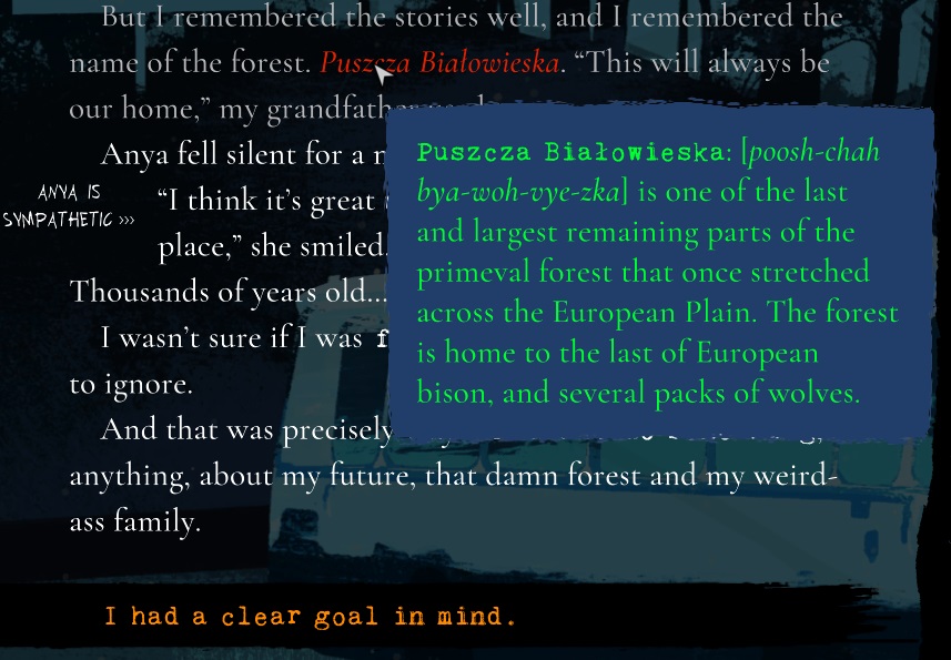 Werewolf: The Apocalypse - Heart of the Forest - Hervorhebung von Fremdwörtern