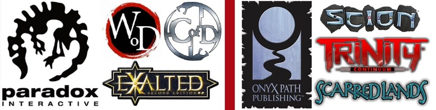 Paradox Logo WoD, CofD, Exalted | Onyx Path Logo Scion, Trinity, Scarred Lands