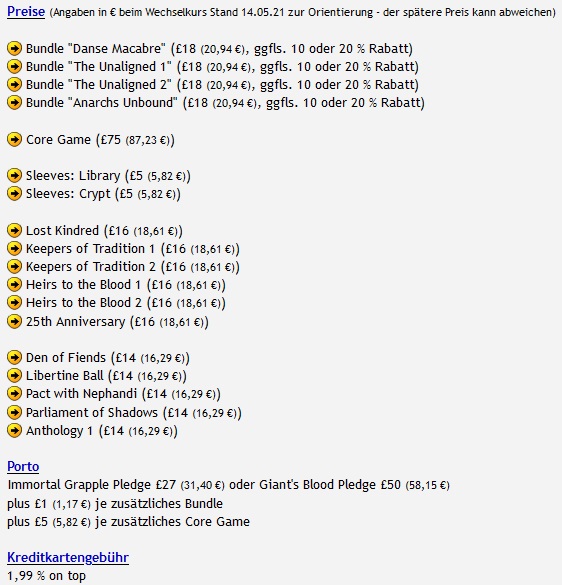 Vampire The Eternal Struggle Unleashed Sammelbestellungspreise