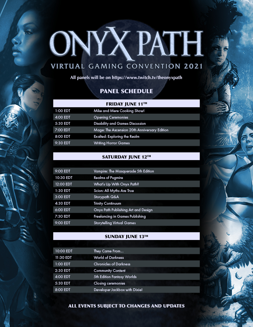 Onyx Path Virtual Gaming Convention 2021 - Zeitplan
