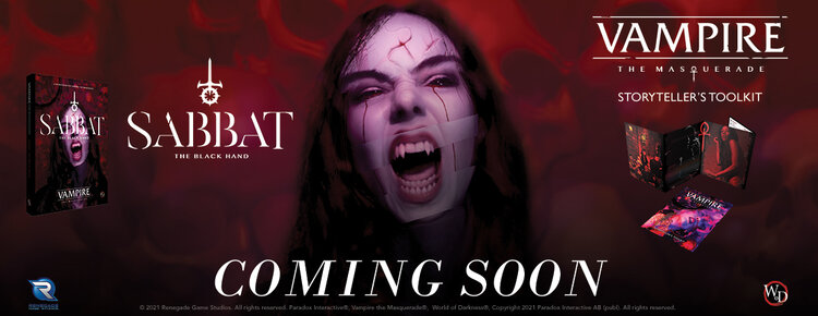 Coming Soon Graphik für die Vorbestellung: V5 Sabbat The Black Hand - Storyteller's Toolkit