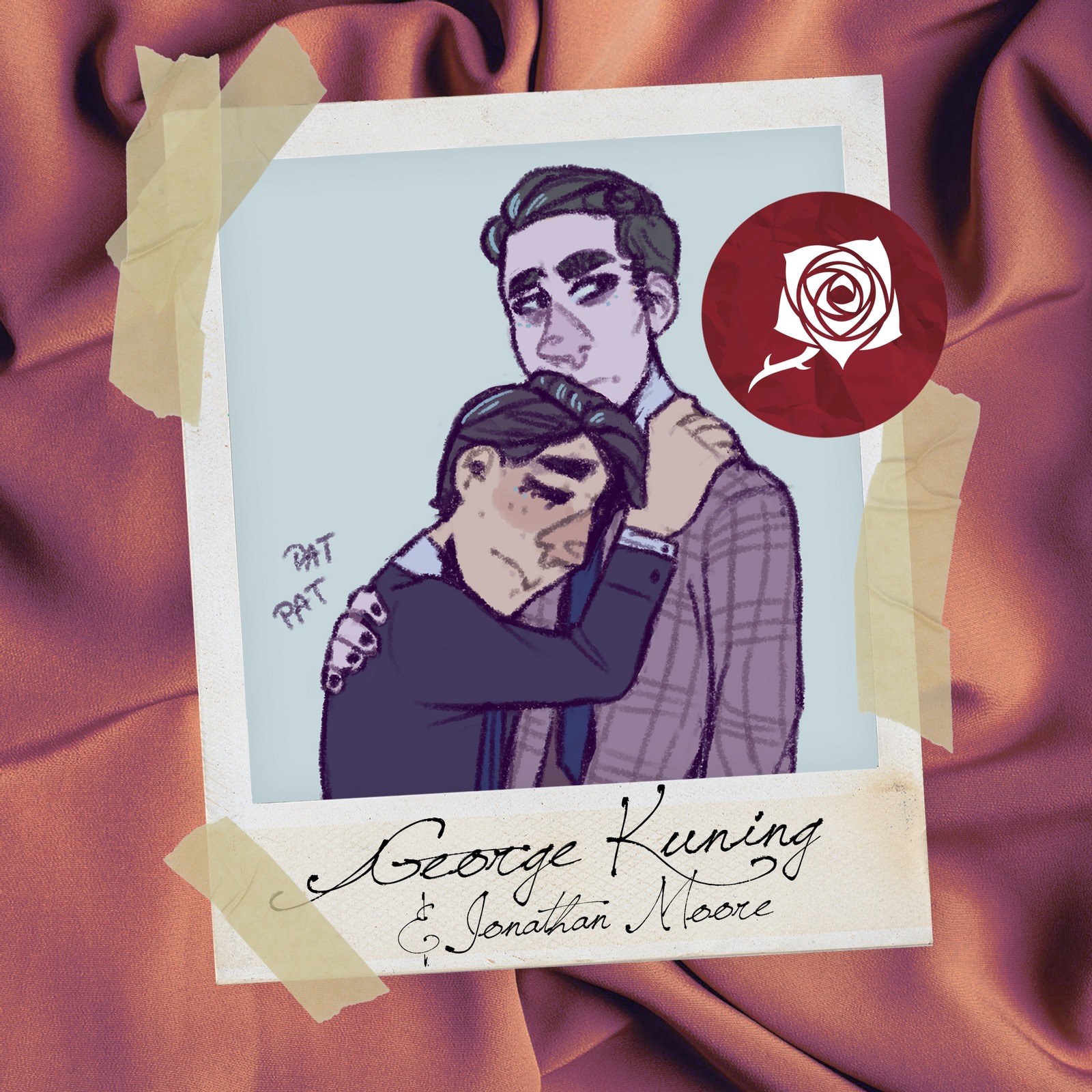 World of Darkness - Stories - 32 - Polaroid mit der Zeichnung von zwei männlichen Charakteren, von denen sich einer an den anderen klammert