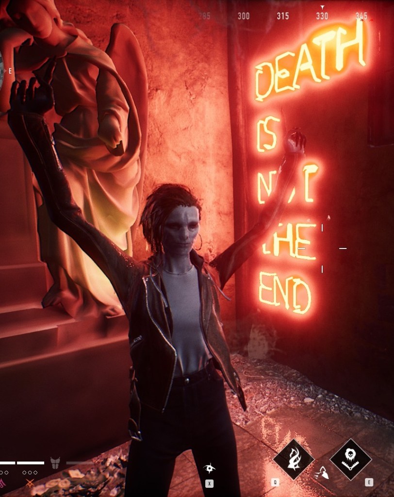 Bloodhunt - Nosferatu vor "Death is Not the End" Schriftzug