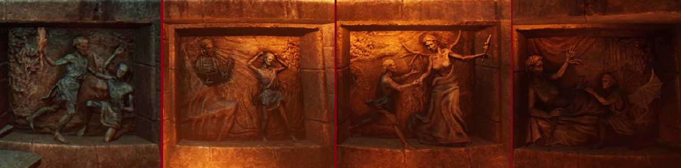 Bloodhunt - Reliefs, welche den Kainmythos abbilden