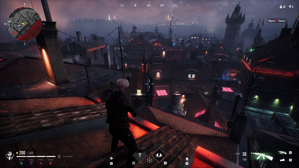 Bloodhunt - Stadt - Blick auf dem Pragerturm, über das Amüsierviertel hinweg