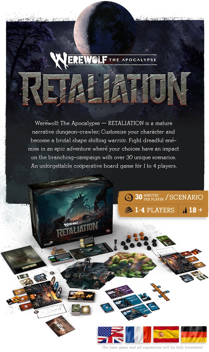 Werewolf: The Apocalypse - Retaliation - Mockup des Grundspiel und der Komponenten