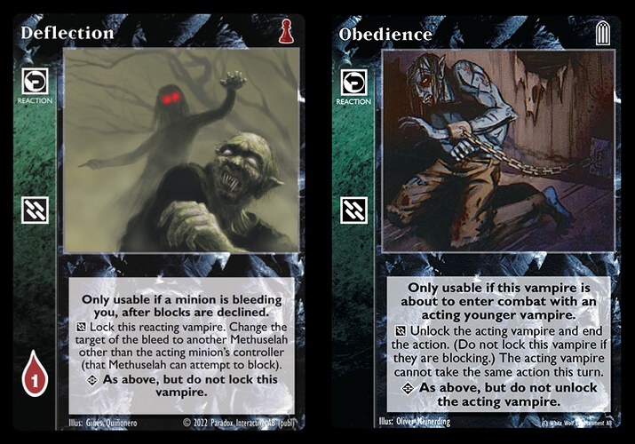 Reaction Karten: Deflection, Obedience